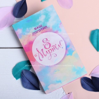 Малая шоколадка ручной работы с открыткой 8 марта