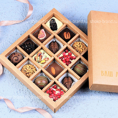 Набор шоколадных конфет и трюфелей ручной работы 16 шт